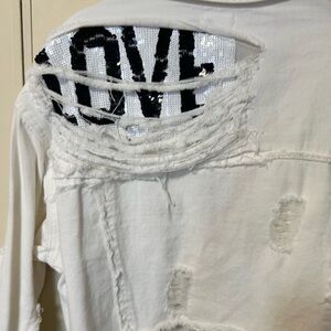 POL White Distressed Jean Jacket NWOT